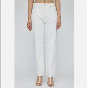 MOUSSY‎ VINTAGE Aurora Wide Straight Cropped Jeans 30 White NWT Made Japan